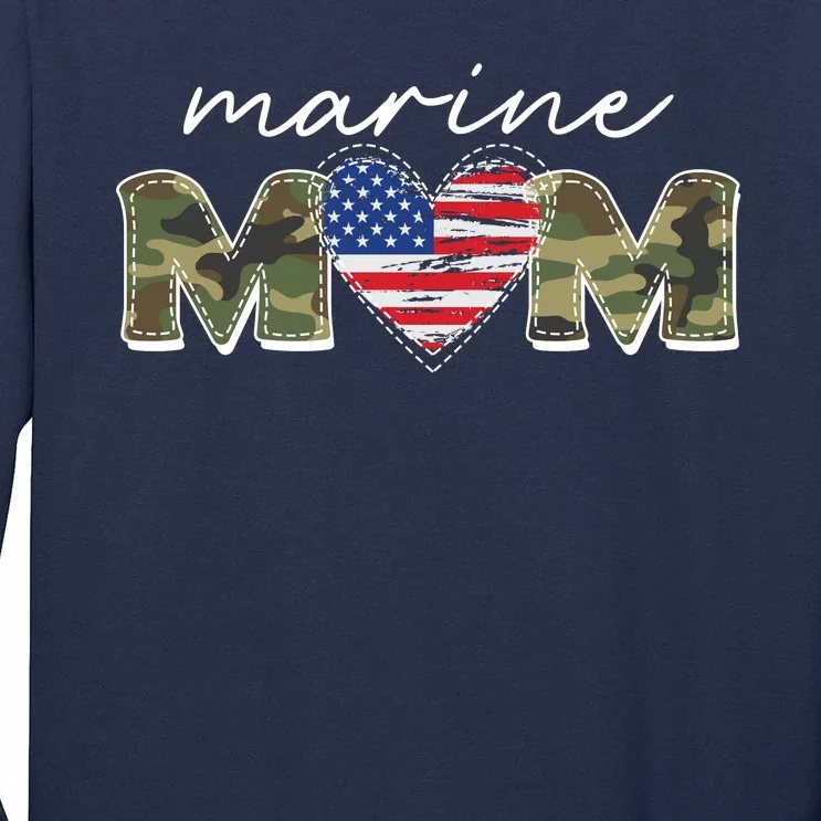 Cute Camouflage Marine Mom American Flag Heart Tall Long Sleeve T-Shirt