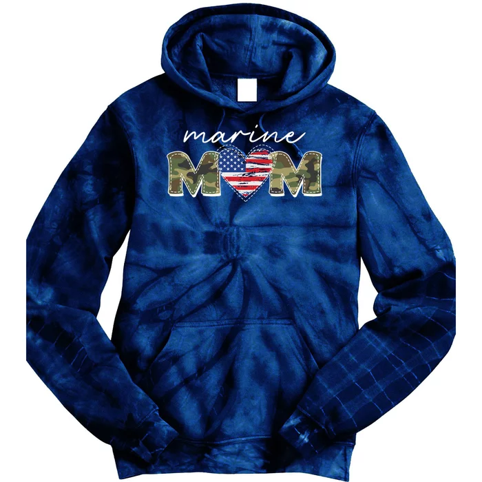 Cute Camouflage Marine Mom American Flag Heart Tie Dye Hoodie