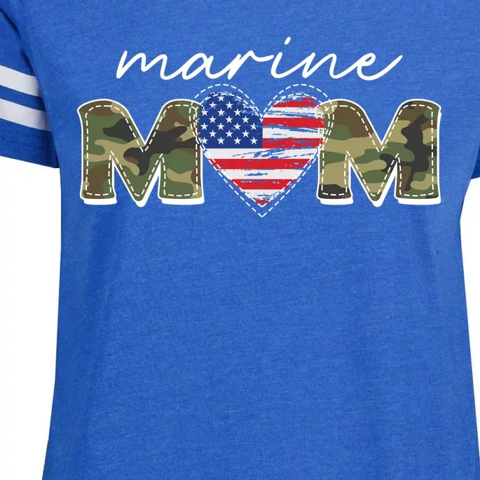 Cute Camouflage Marine Mom American Flag Heart Enza Ladies Jersey Football T-Shirt