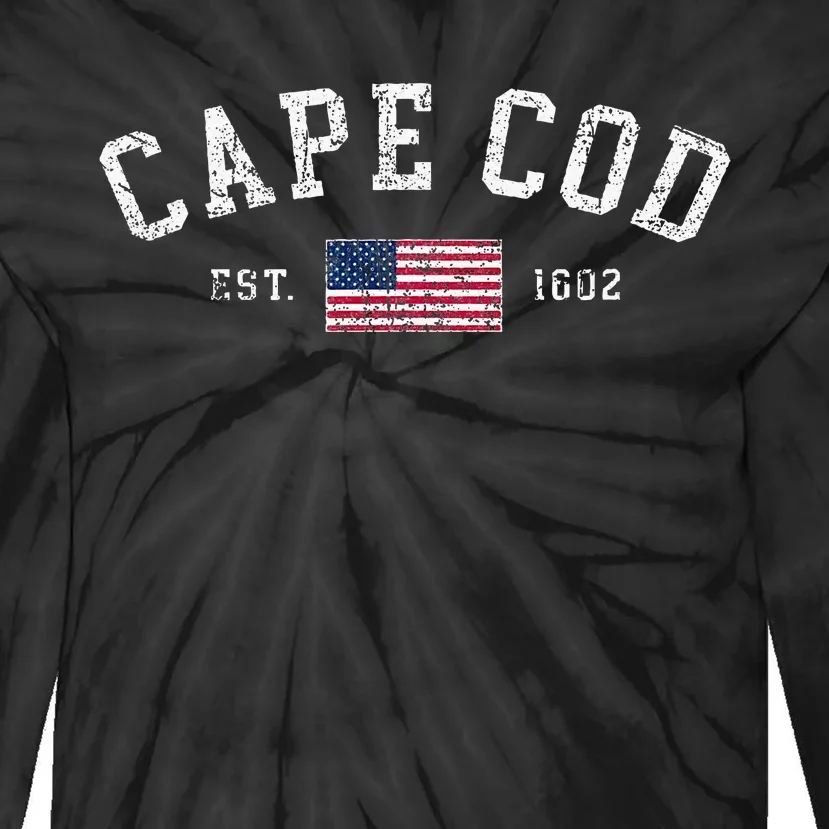 Cape Cod Massachusetts Us Flag Est 1602 Vacation Souvenir Tie-Dye Long Sleeve Shirt