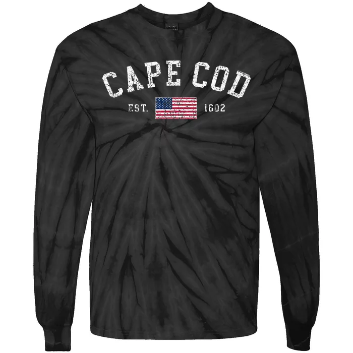 Cape Cod Massachusetts Us Flag Est 1602 Vacation Souvenir Tie-Dye Long Sleeve Shirt