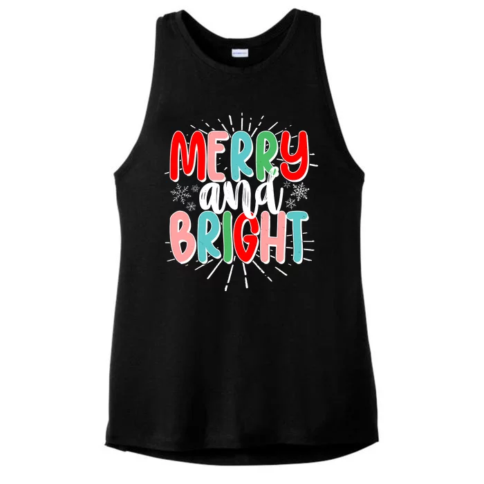 Cute Christmas Merry And Bright Ladies Tri-Blend Wicking Tank