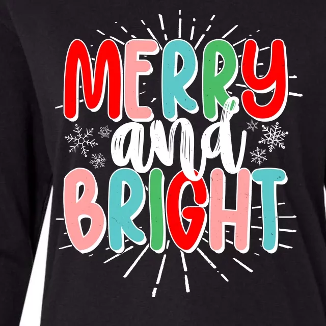 Cute Christmas Merry And Bright Womens Cotton Relaxed Long Sleeve T-Shirt