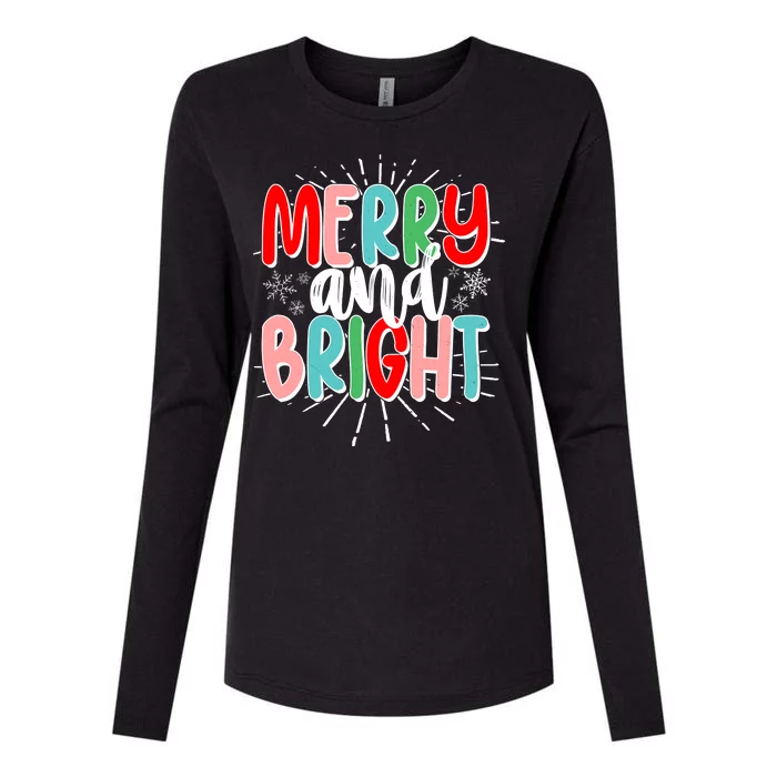 Cute Christmas Merry And Bright Womens Cotton Relaxed Long Sleeve T-Shirt