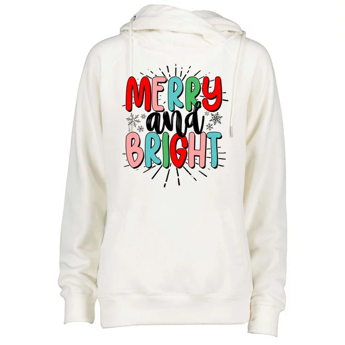 Cute Christmas Merry And Bright Womens Funnel Neck Pullover Hood