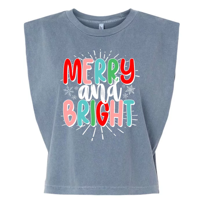 Cute Christmas Merry And Bright Garment-Dyed Women's Muscle Tee