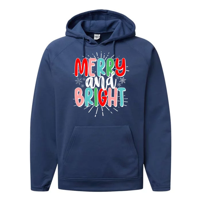 Cute Christmas Merry And Bright Performance Fleece Hoodie