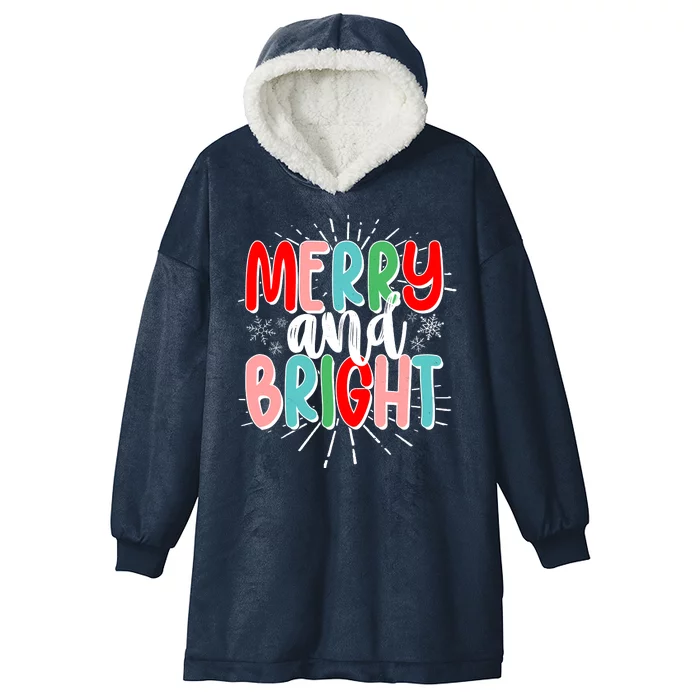 Cute Christmas Merry And Bright Hooded Wearable Blanket