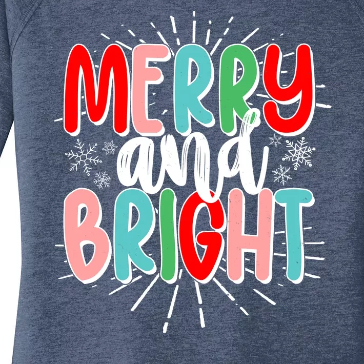 Cute Christmas Merry And Bright Women's Perfect Tri Tunic Long Sleeve Shirt