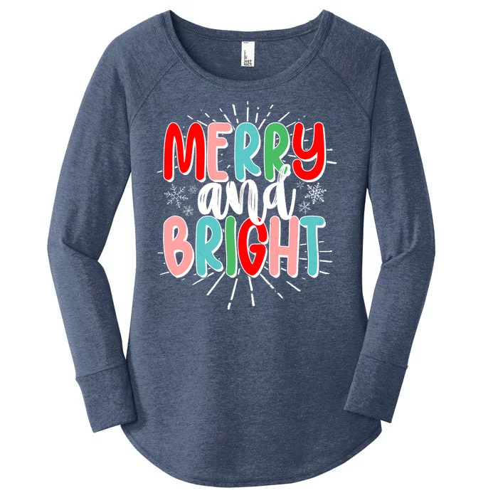 Cute Christmas Merry And Bright Women's Perfect Tri Tunic Long Sleeve Shirt