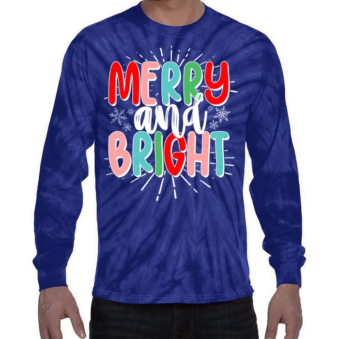 Cute Christmas Merry And Bright Tie-Dye Long Sleeve Shirt