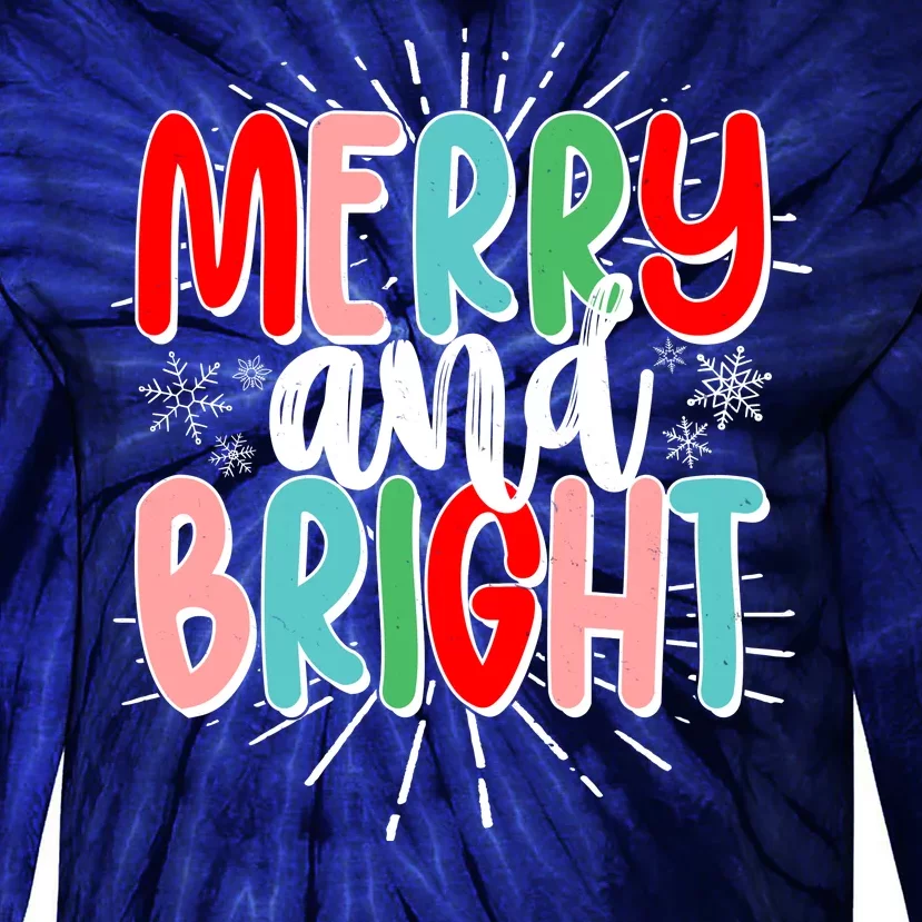 Cute Christmas Merry And Bright Tie-Dye Long Sleeve Shirt