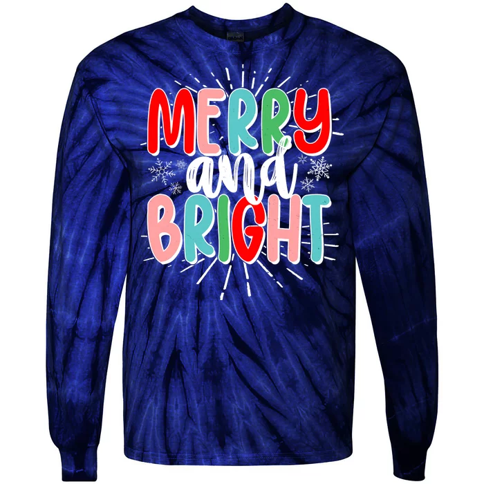 Cute Christmas Merry And Bright Tie-Dye Long Sleeve Shirt