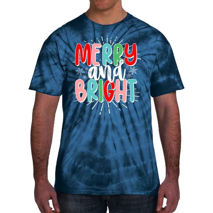 Cute Christmas Merry And Bright Tie-Dye T-Shirt