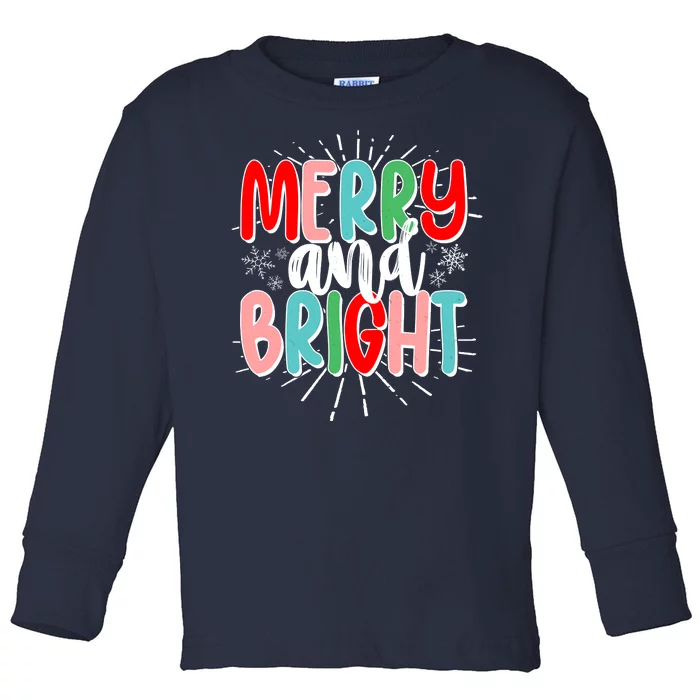 Cute Christmas Merry And Bright Toddler Long Sleeve Shirt