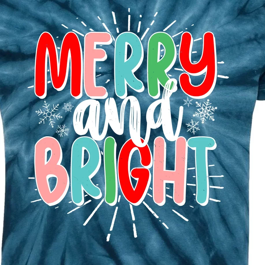 Cute Christmas Merry And Bright Kids Tie-Dye T-Shirt