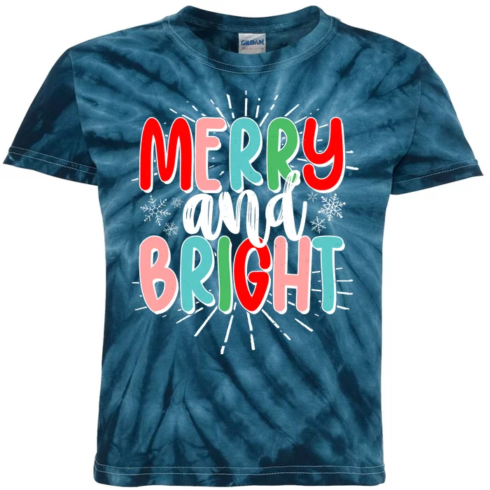 Cute Christmas Merry And Bright Kids Tie-Dye T-Shirt