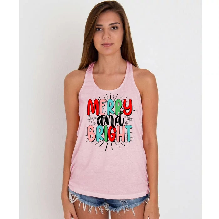 Cute Christmas Merry And Bright Women's Knotted Racerback Tank