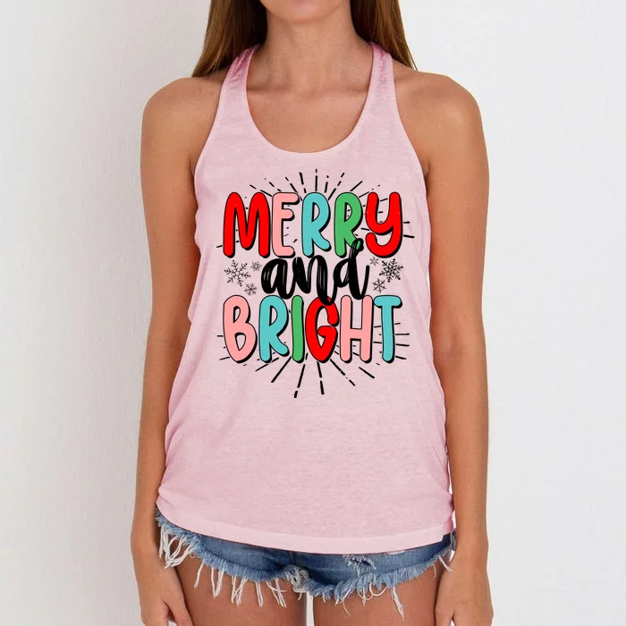 Cute Christmas Merry And Bright Women's Knotted Racerback Tank