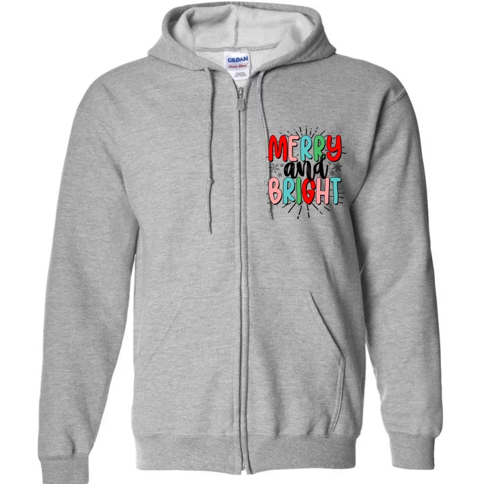 Cute Christmas Merry And Bright Full Zip Hoodie