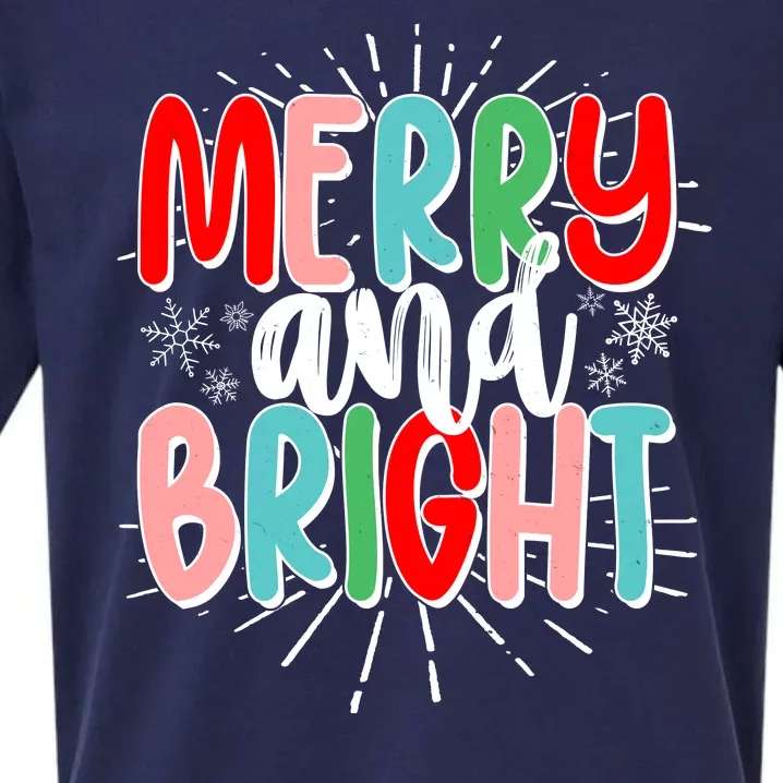 Cute Christmas Merry And Bright Sueded Cloud Jersey T-Shirt