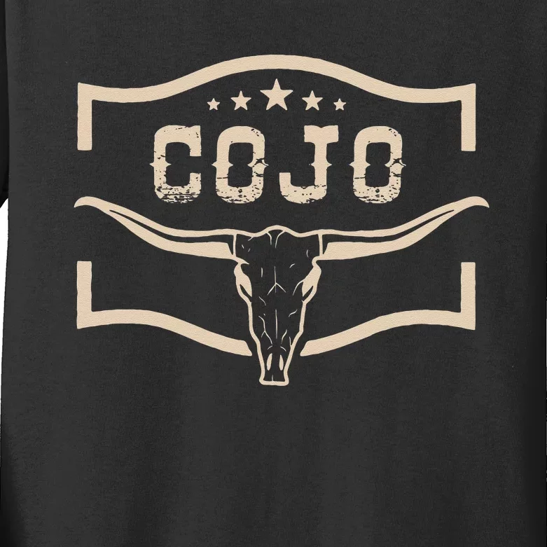 Cojo Country Music Cow Skull Western Skull Kids Long Sleeve Shirt