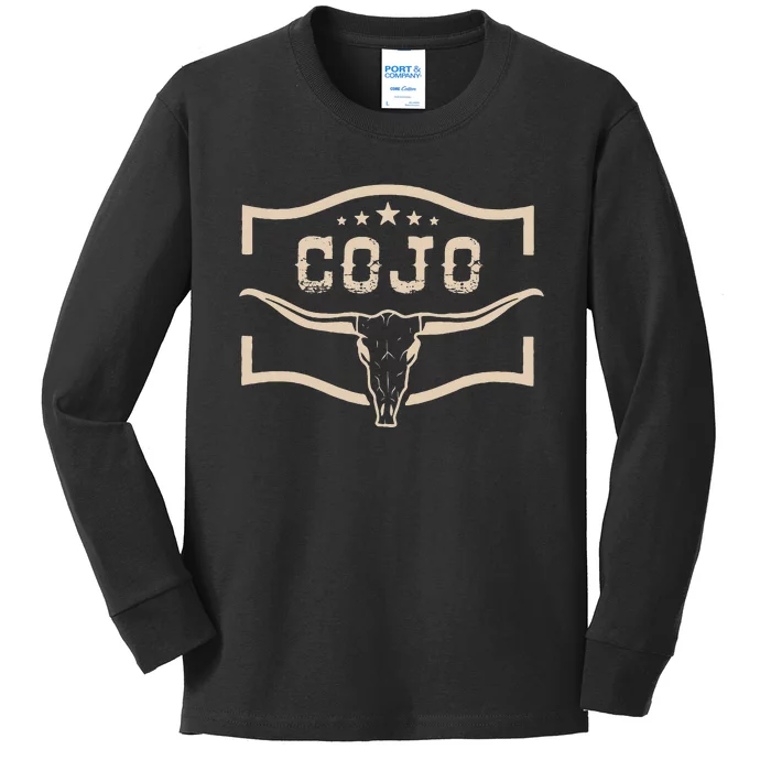 Cojo Country Music Cow Skull Western Skull Kids Long Sleeve Shirt