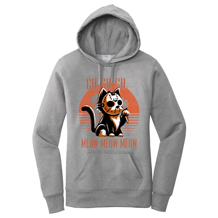 Ch Ch Meow Meow Meow Funny Animal Horror Movie Cute Kitten Women's Pullover Hoodie