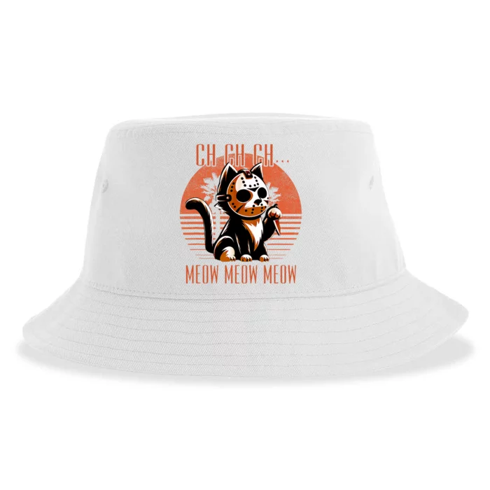 Ch Ch Meow Meow Meow Funny Animal Horror Movie Cute Kitten Sustainable Bucket Hat