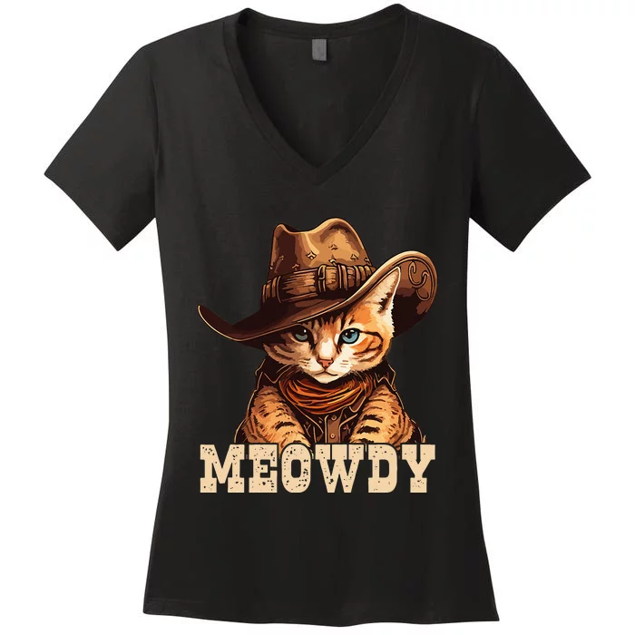 Cowboy Cat Meowdy Women's V-Neck T-Shirt