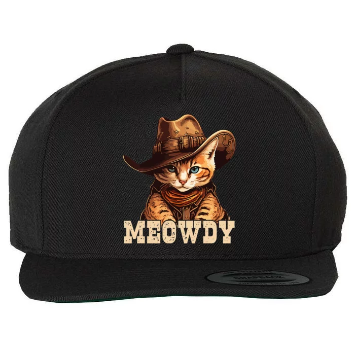 Cowboy Cat Meowdy Wool Snapback Cap