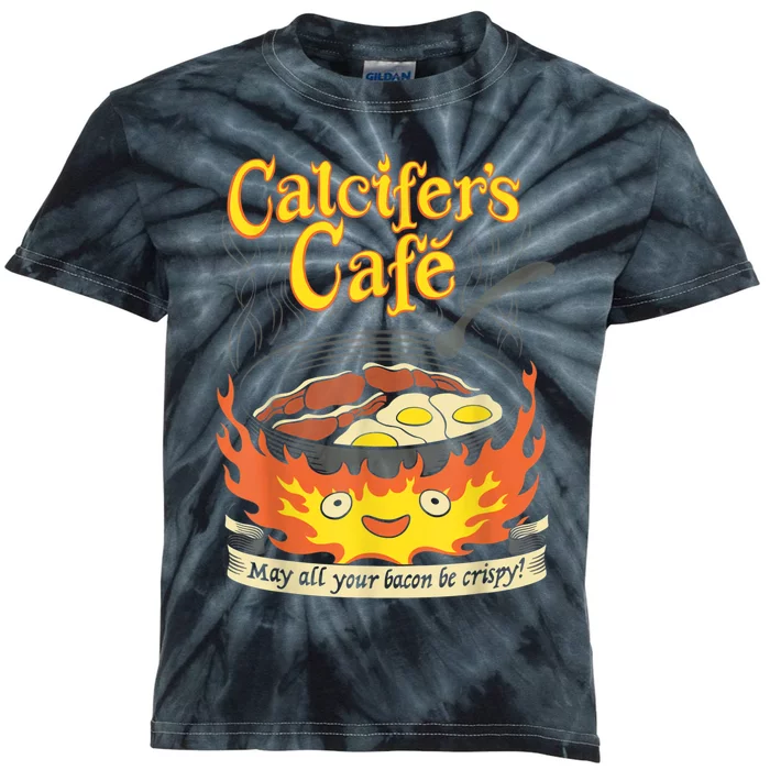 Calcifer's Cafe May All Your Bacon & Eggs Be Crispy Cooking Kids Tie-Dye T-Shirt