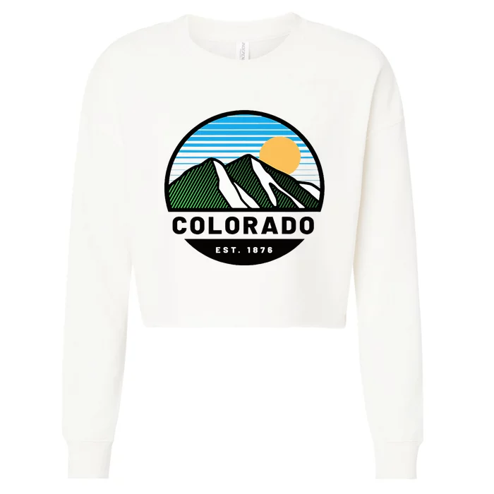 Cool Colorado Mountain Sunset Novelty Fashion Cropped Pullover Crew