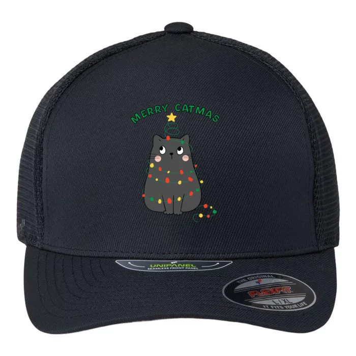 Christmas Cat Merry Catmas Christmas Flexfit Unipanel Trucker Cap