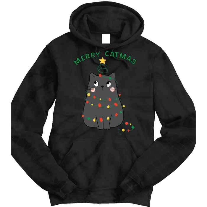 Christmas Cat Merry Catmas Christmas Tie Dye Hoodie