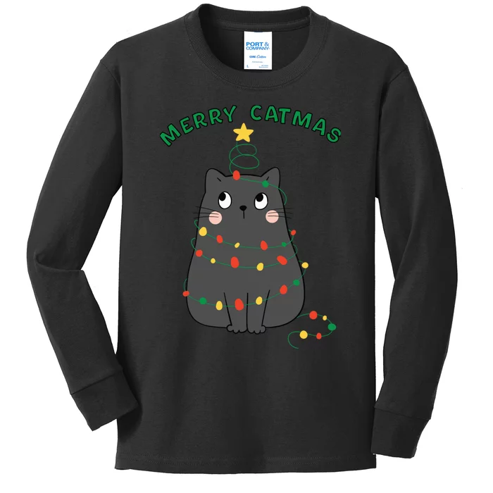 Christmas Cat Merry Catmas Christmas Kids Long Sleeve Shirt