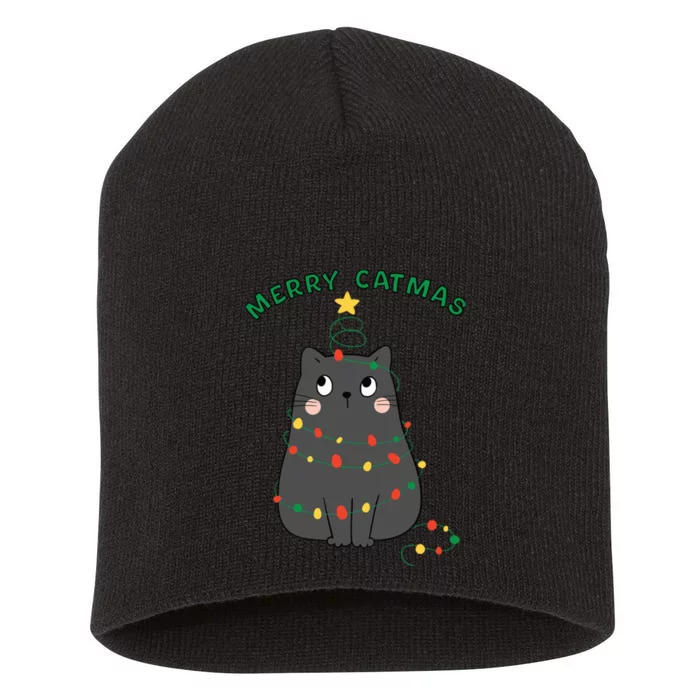 Christmas Cat Merry Catmas Christmas Short Acrylic Beanie