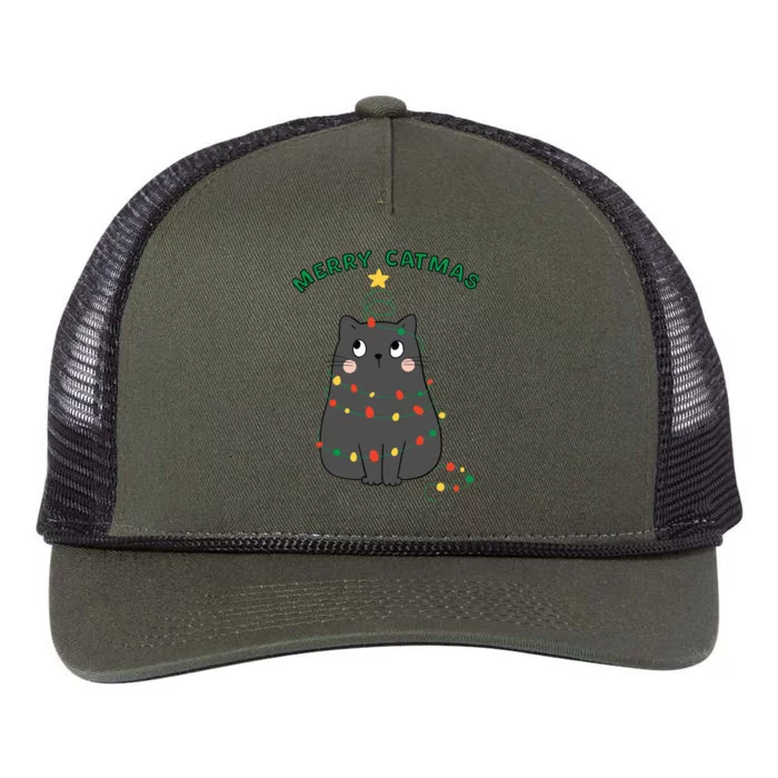 Christmas Cat Merry Catmas Christmas Retro Rope Trucker Hat Cap