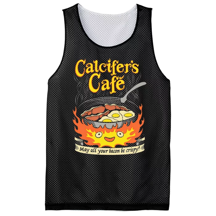 Calcifer's Cafe May All Your Bacon Eggs Mesh Reversible Basketball Jersey Tank