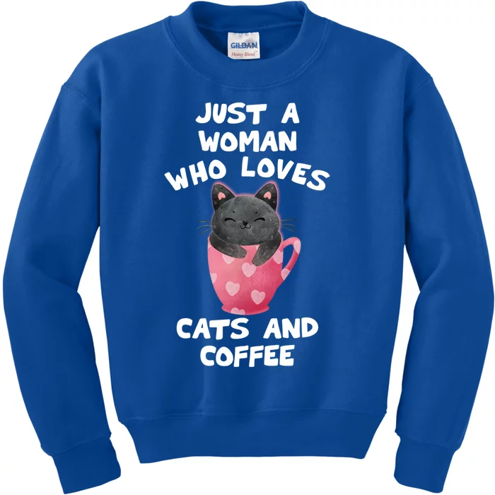 Cat Coffee Mug Just A Who Loves Cats And Coffee Gift Kids Sweatshirt