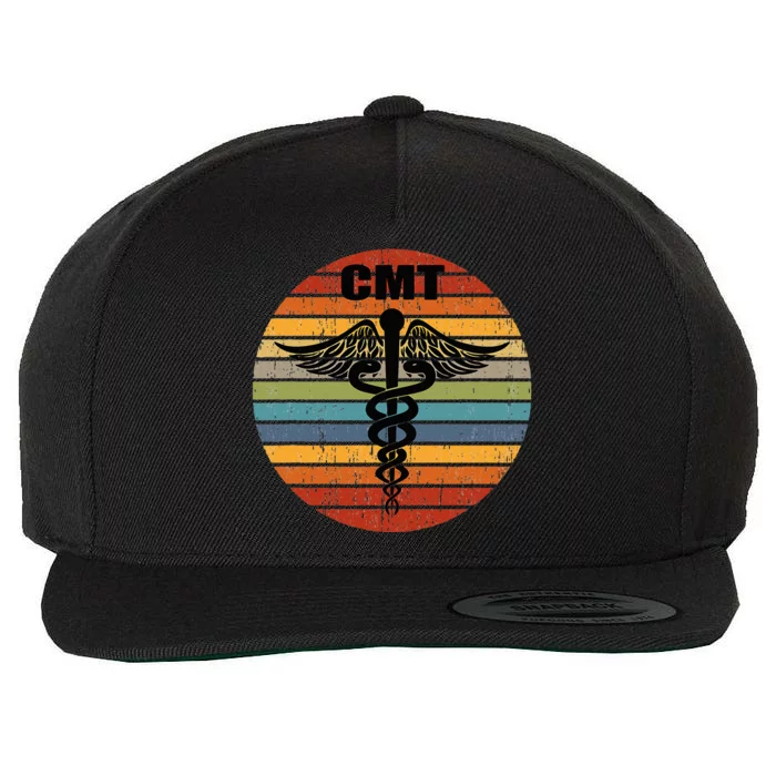 CMT Certified Massage Therapist Medical Caduceus Retro Gift Wool Snapback Cap