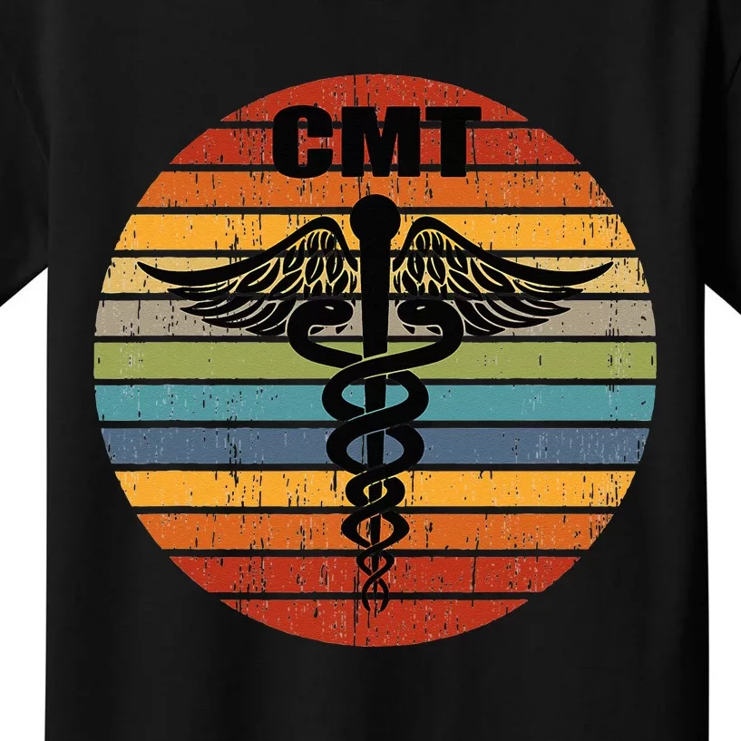 CMT Certified Massage Therapist Medical Caduceus Retro Gift Kids T-Shirt