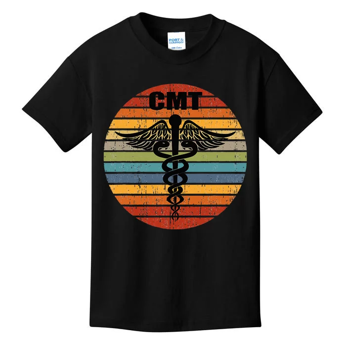 CMT Certified Massage Therapist Medical Caduceus Retro Gift Kids T-Shirt