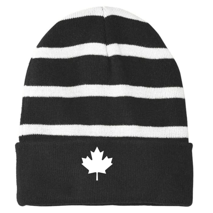 Canada Canadian Maple Flag Canada Day Striped Beanie with Solid Band