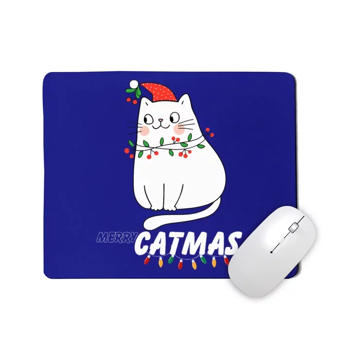 Cute Cat Merry Catmas Christmas Cat Lovers Santa Pajama Mousepad