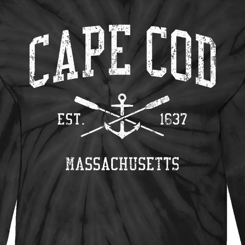 Cape Cod Ma Vintage Crossed Oars & Boat Anchor Sports Tie-Dye Long Sleeve Shirt