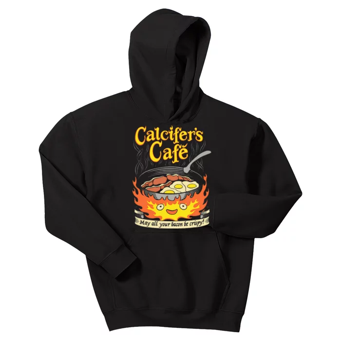 Calcifer's Cafe May All Your Bacon & Eggs Be Crispy Cooking Kids Hoodie