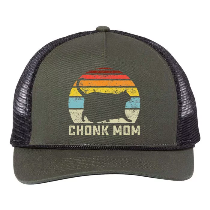 Chonk Cat Mom Scale Meme Funny Retro Style Mommy Cats Memes Retro Rope Trucker Hat Cap