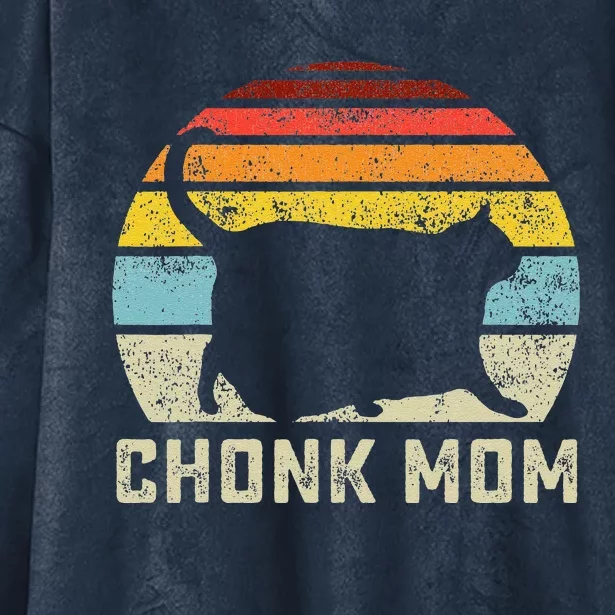 Chonk Cat Mom Scale Meme Funny Retro Style Mommy Cats Memes Hooded Wearable Blanket