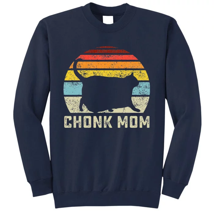 Chonk Cat Mom Scale Meme Funny Retro Style Mommy Cats Memes Tall Sweatshirt